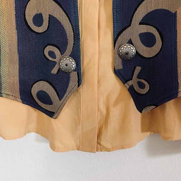 🍒VTG WRAPS Western LS Shirt and Printed Vest- cowgirl retro gold 90's 80's EUC - Picture 2 of 14